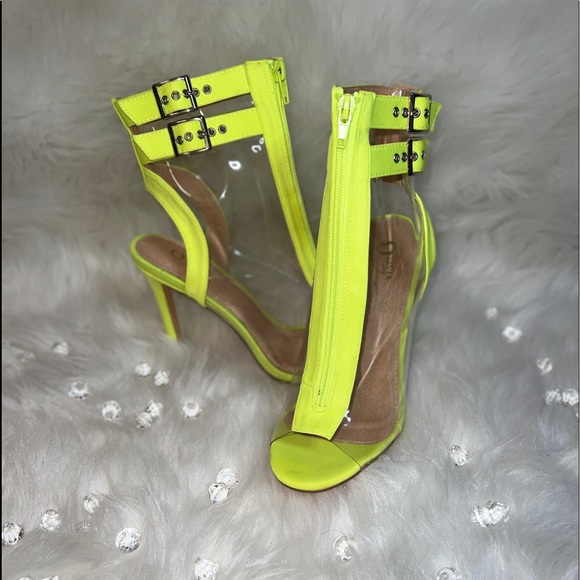 Mindy Lime Lucite Peep Toe Cut Out Boot - Picture 2 of 4